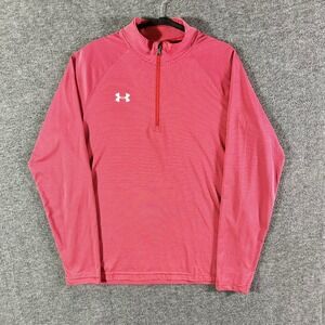 Under Armour Pullover Men's Large Red Striped 1/4 Quarter Zip Heatgear Athletic